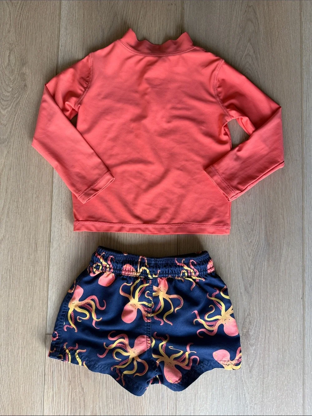 Neon Rash Guard Set Octopus Swim Trunks High Visibility Swimsuit Carter’s 2T